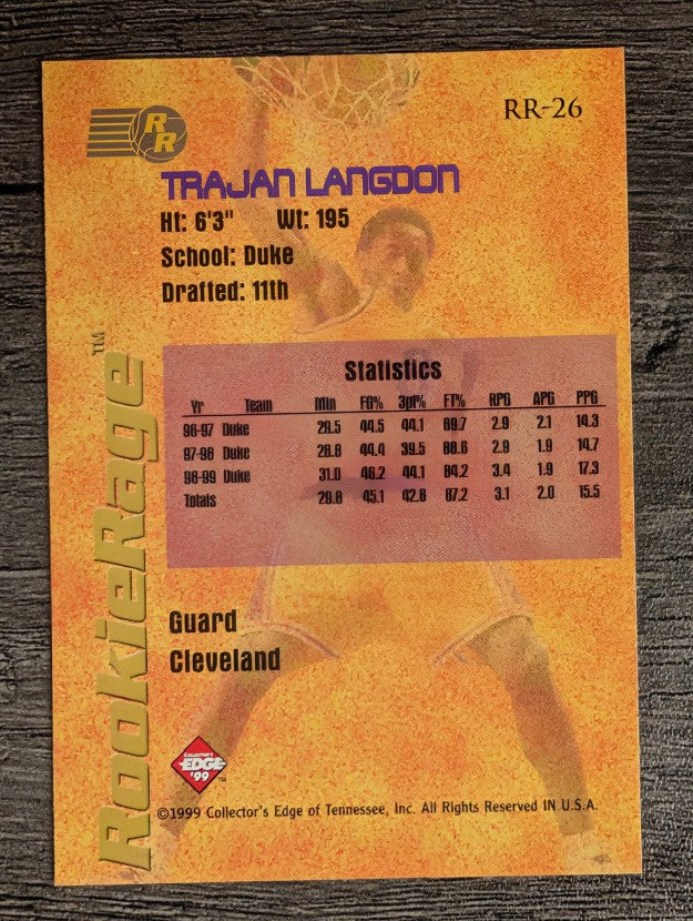 1999 Collector's Edge Rookie Rage #RR26 Trajan Langdon