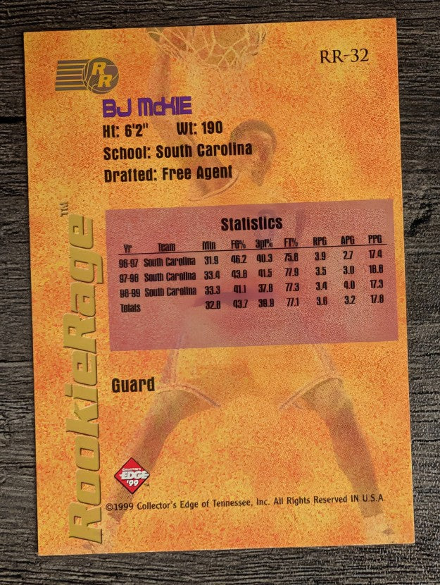 1999 Collector's Edge Rookie Rage #RR32 B.J. McKie