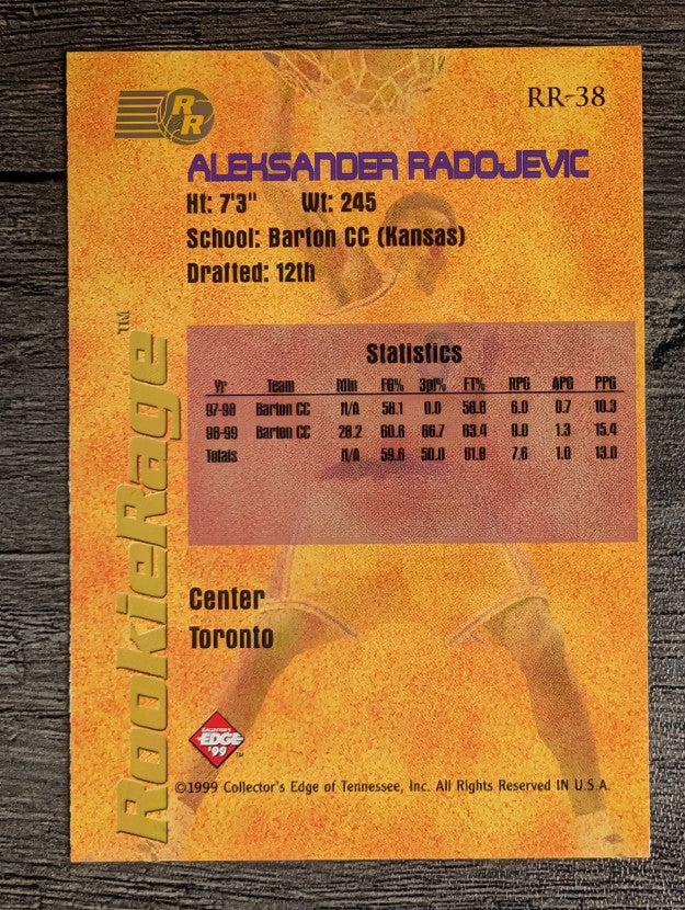 1999 Collector's Edge Rookie Rage #RR38 Aleksandar Radojevic