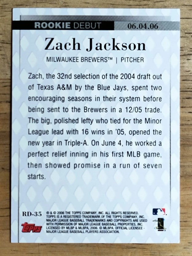 2006 Topps Update Rookie Debut #RD35 Zach Jackson