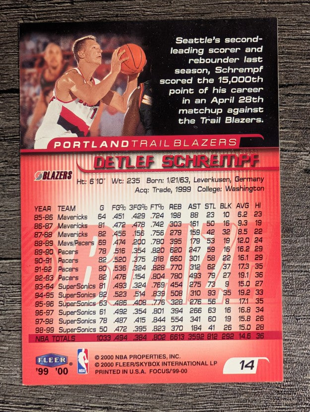 1999-00 Fleer Focus #14 Detlef Schrempf