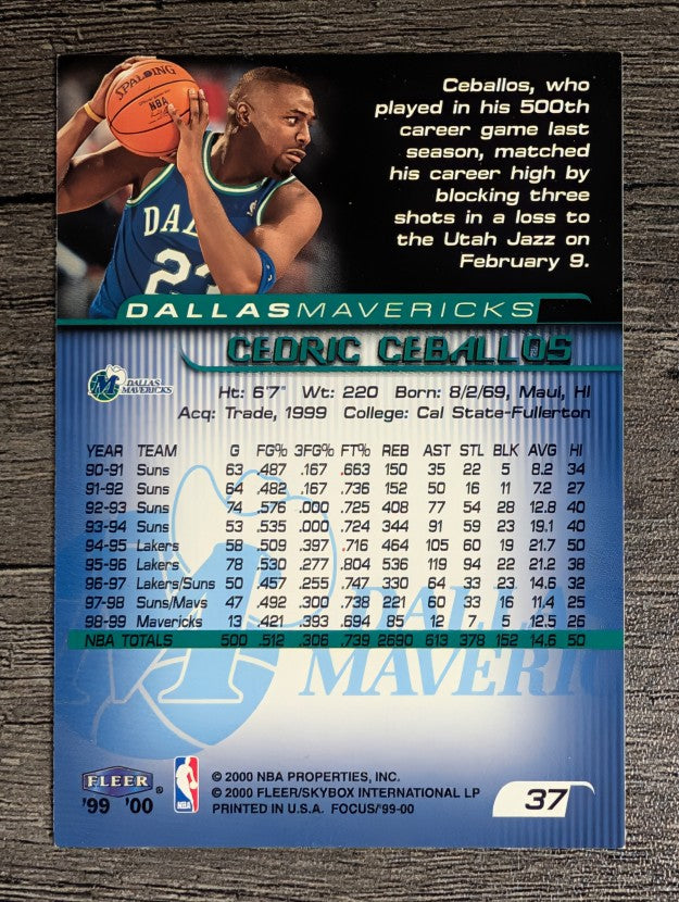 1999-00 Fleer Focus #37 Cedric Ceballos