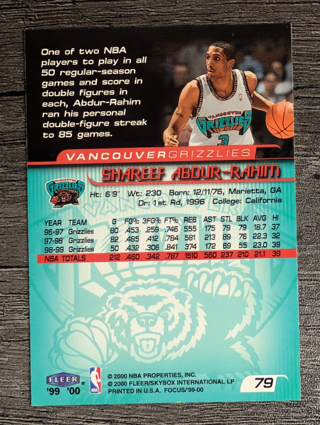 1999-00 Fleer Focus #79 Shareef Abdur-Rahim