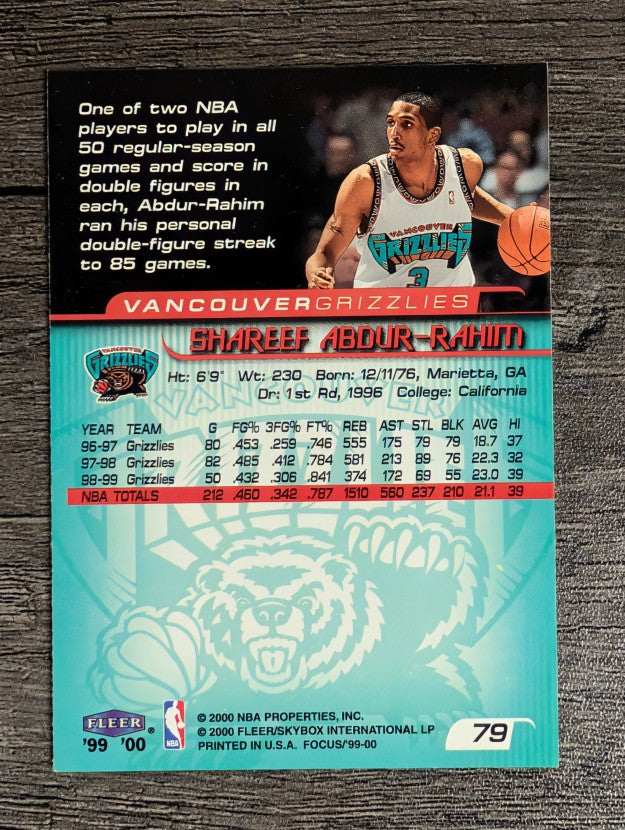 1999-00 Fleer Focus #79 Shareef Abdur-Rahim