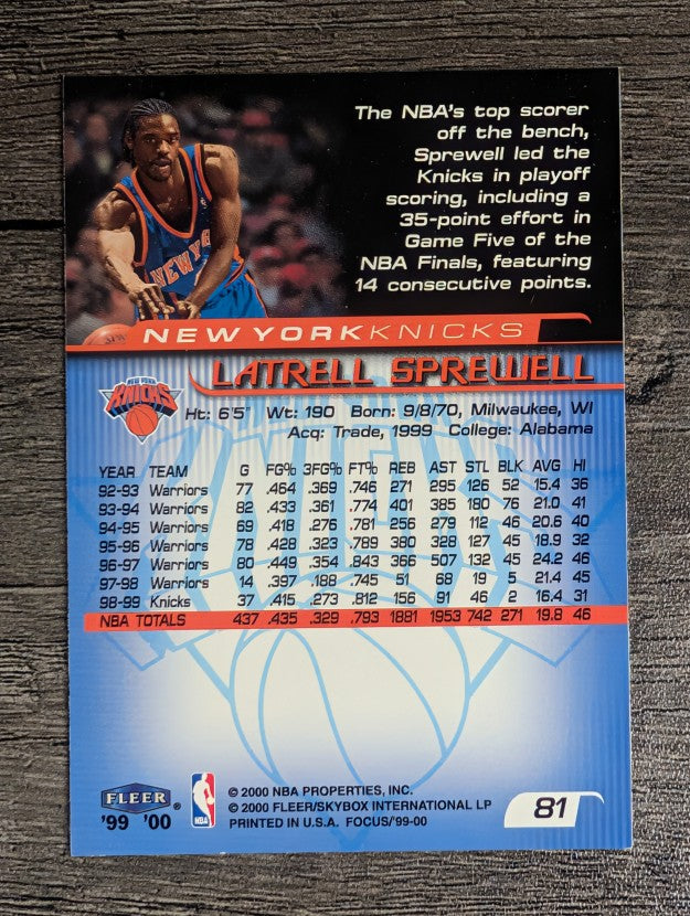 1999-00 Fleer Focus #81 Latrell Sprewell