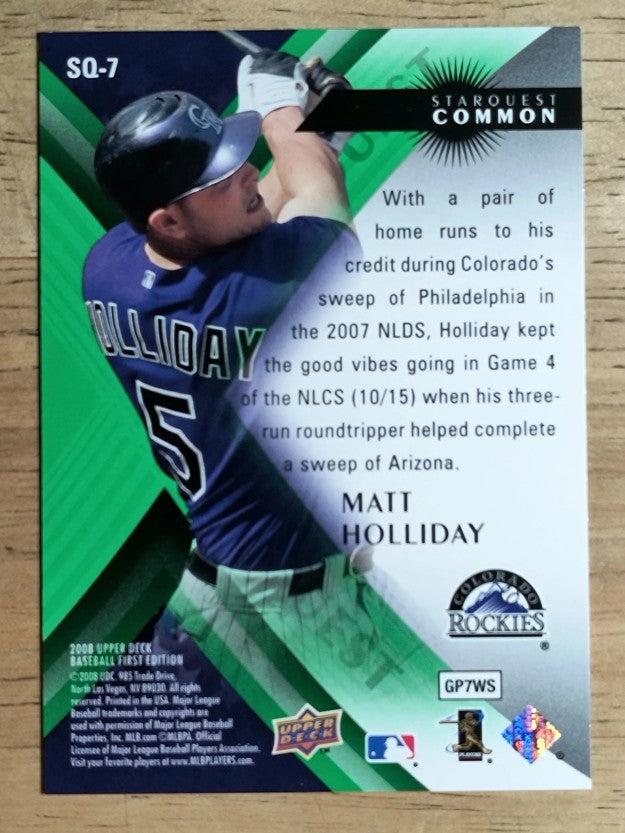 2008 Upper Deck First Edition StarQuest #SQ7 Matt Holliday