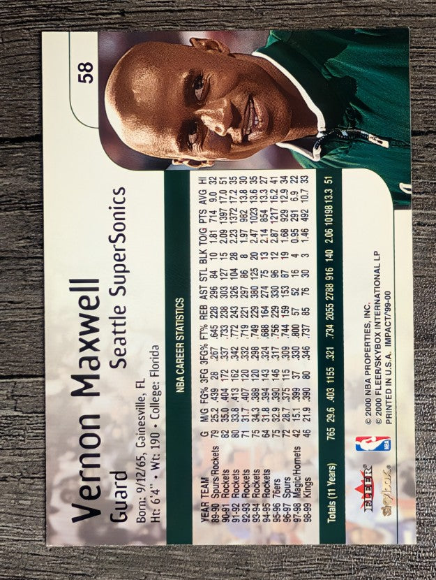 1999-00 SkyBox Impact #58 Vernon Maxwell
