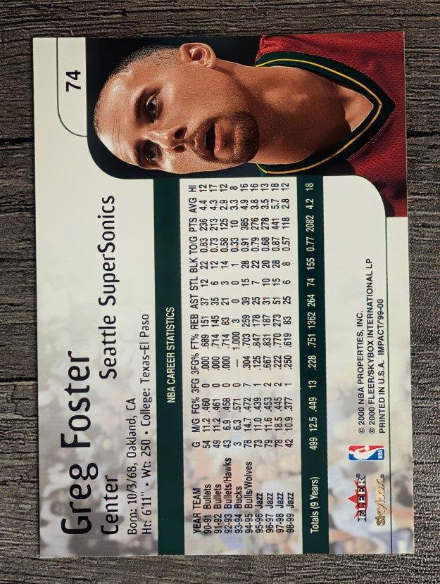 1999-00 SkyBox Impact #74 Greg Foster