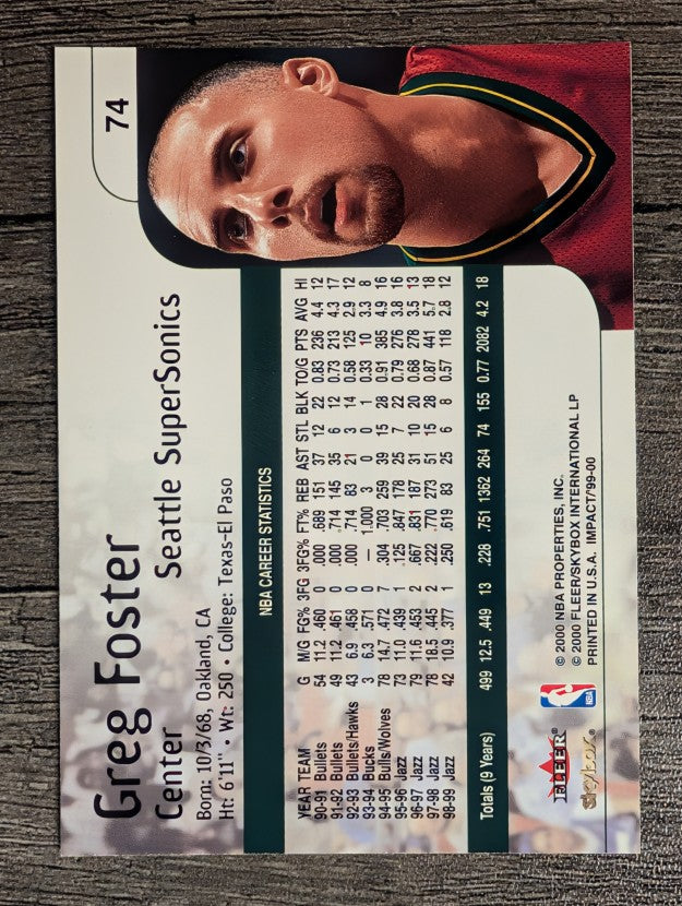 1999-00 SkyBox Impact #74 Greg Foster