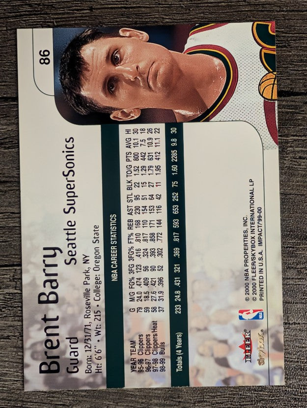 1999-00 SkyBox Impact #86 Brent Barry