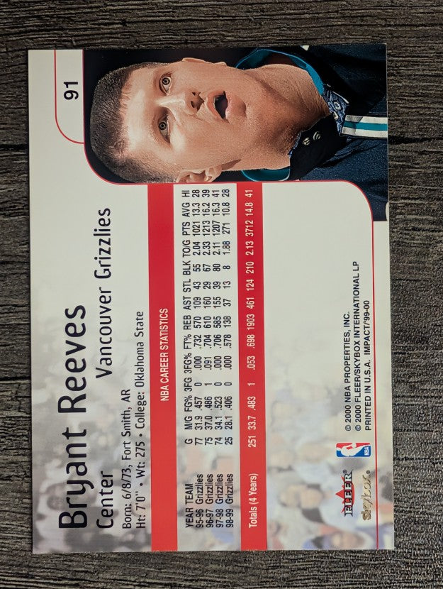 1999-00 SkyBox Impact #91 Bryant Reeves