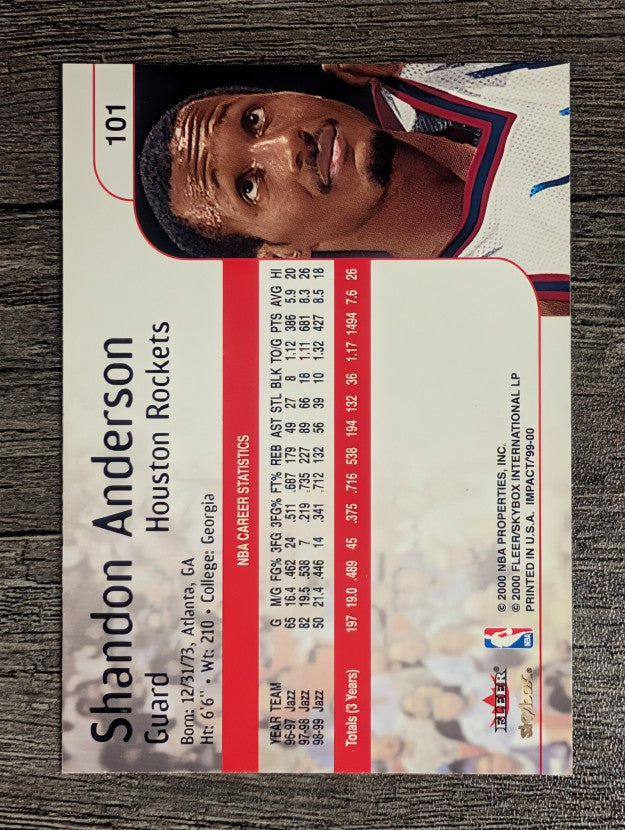 1999-00 SkyBox Impact #101 Shandon Anderson