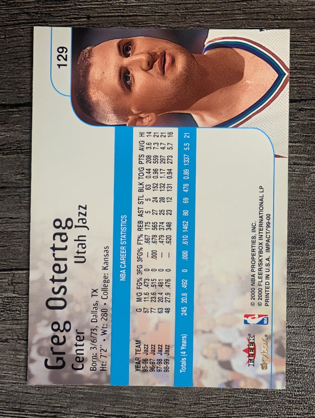 1999-00 SkyBox Impact #129 Greg Ostertag