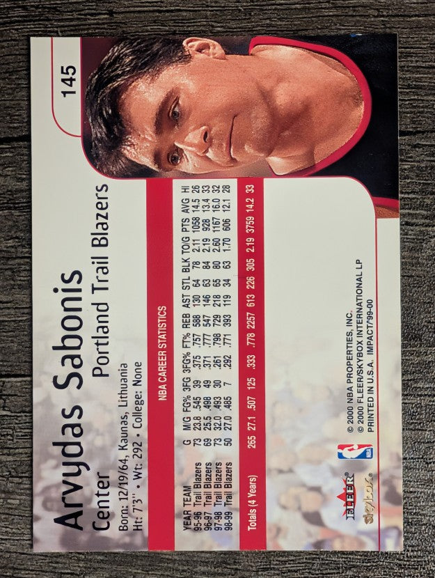 1999-00 SkyBox Impact #145 Arvydas Sabonis