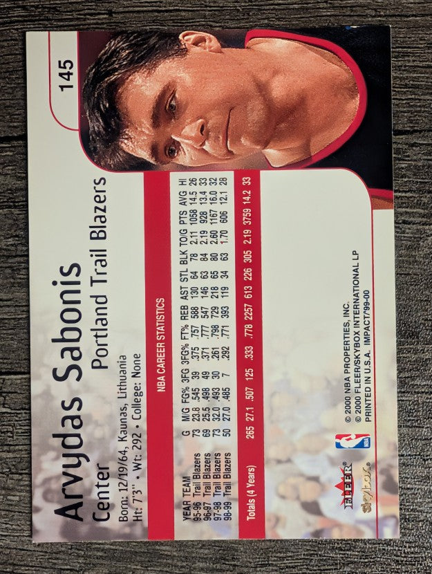 1999-00 SkyBox Impact #145 Arvydas Sabonis