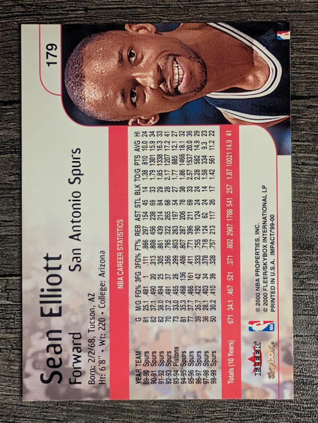 1999-00 SkyBox Impact #179 Sean Elliott