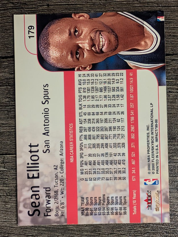 1999-00 SkyBox Impact #179 Sean Elliott