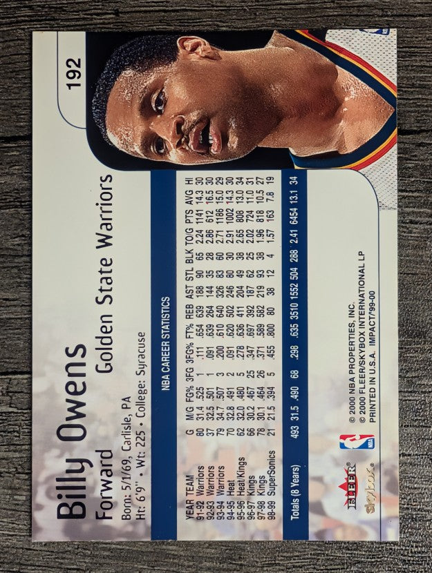 1999-00 SkyBox Impact #192 Billy Owens