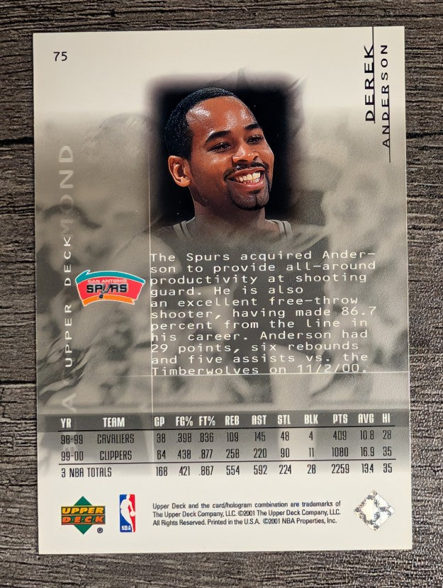 2000-01 Black Diamond #75 Derek Anderson