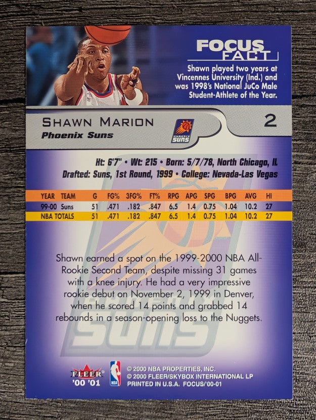 2000-01 Fleer Focus #2 Shawn Marion