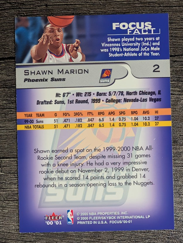 2000-01 Fleer Focus #2 Shawn Marion