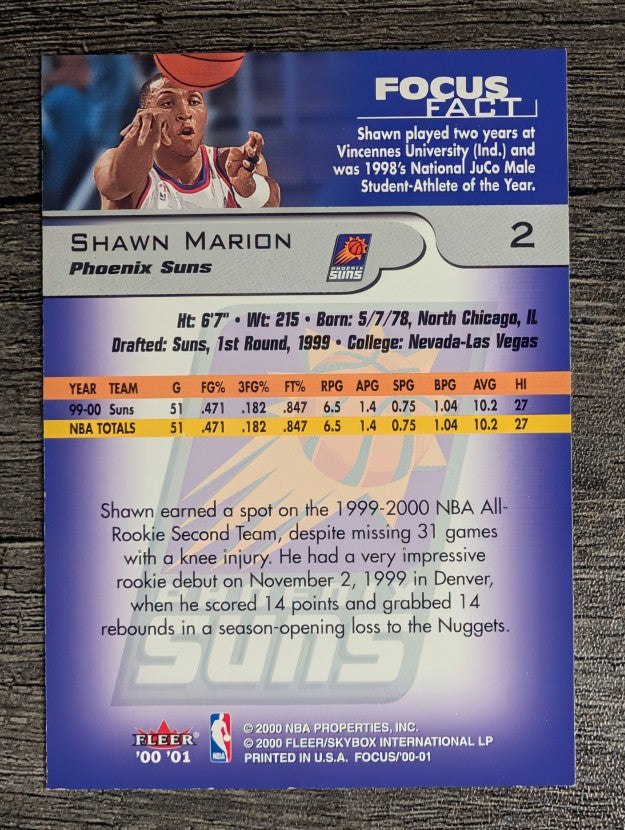 2000-01 Fleer Focus #2 Shawn Marion