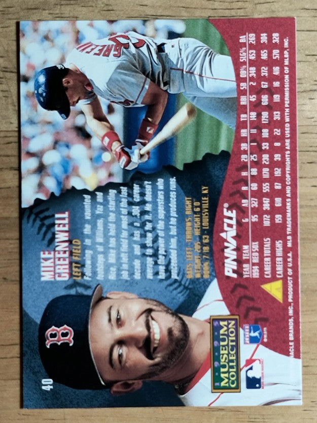 1995 Pinnacle Museum Collection #40 Mike Greenwell