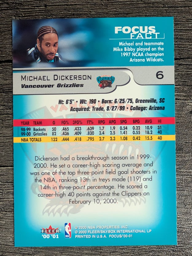 2000-01 Fleer Focus #6 Michael Dickerson