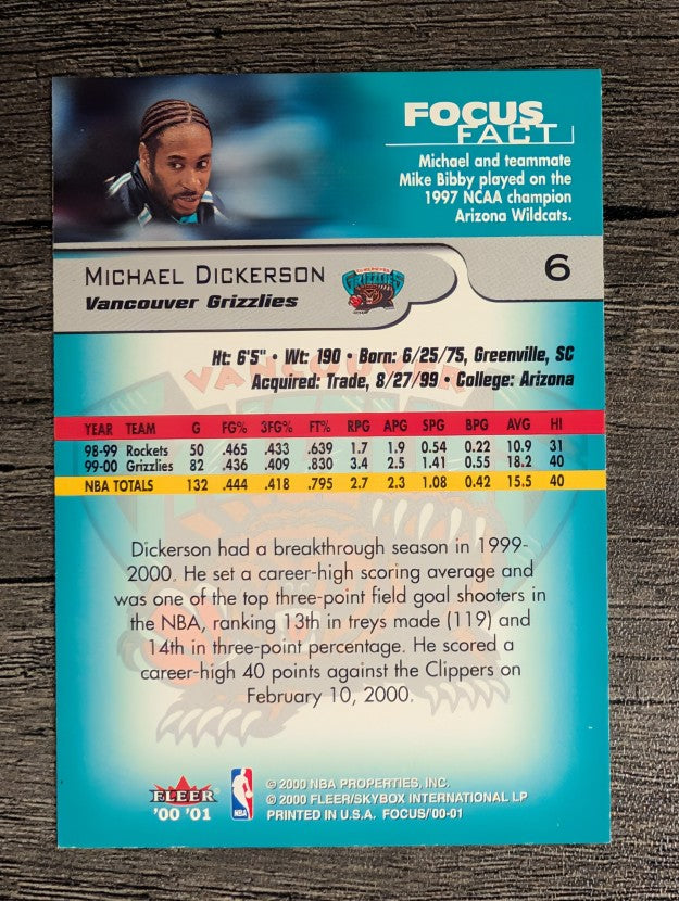 2000-01 Fleer Focus #6 Michael Dickerson