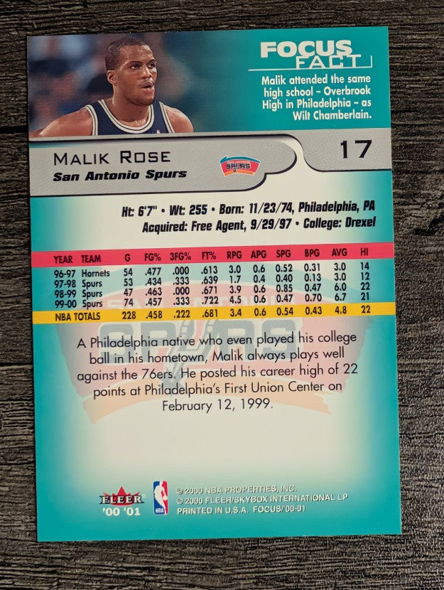 2000-01 Fleer Focus #17 Malik Rose