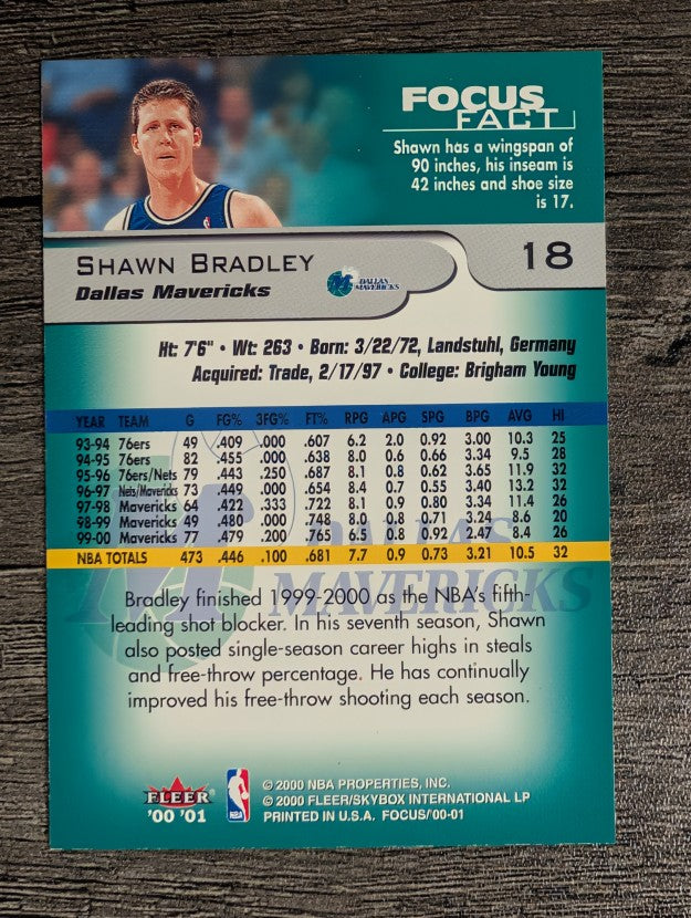2000-01 Fleer Focus #18 Shawn Bradley