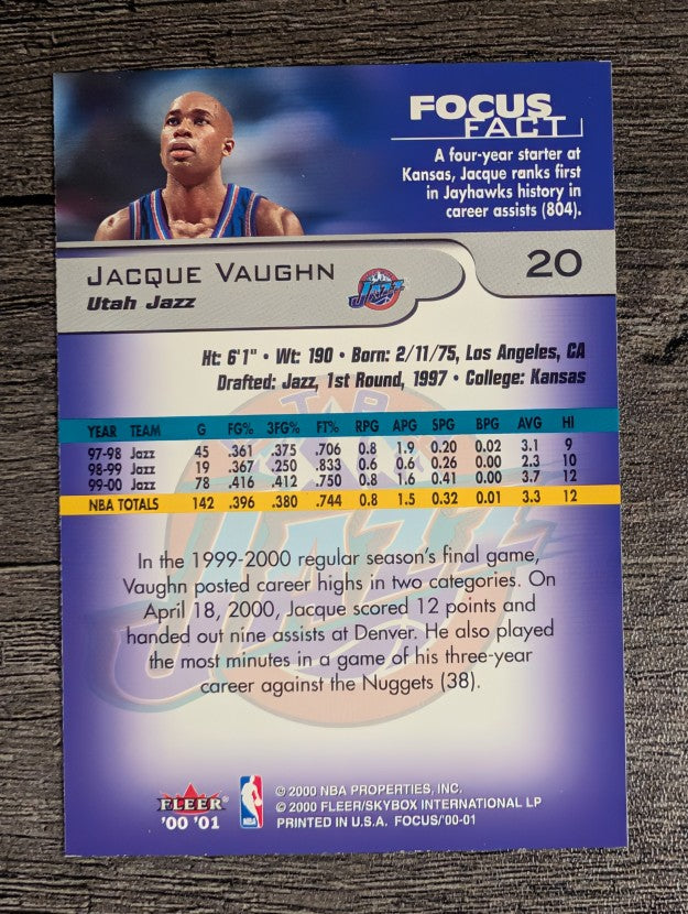 2000-01 Fleer Focus #20 Jacque Vaughn