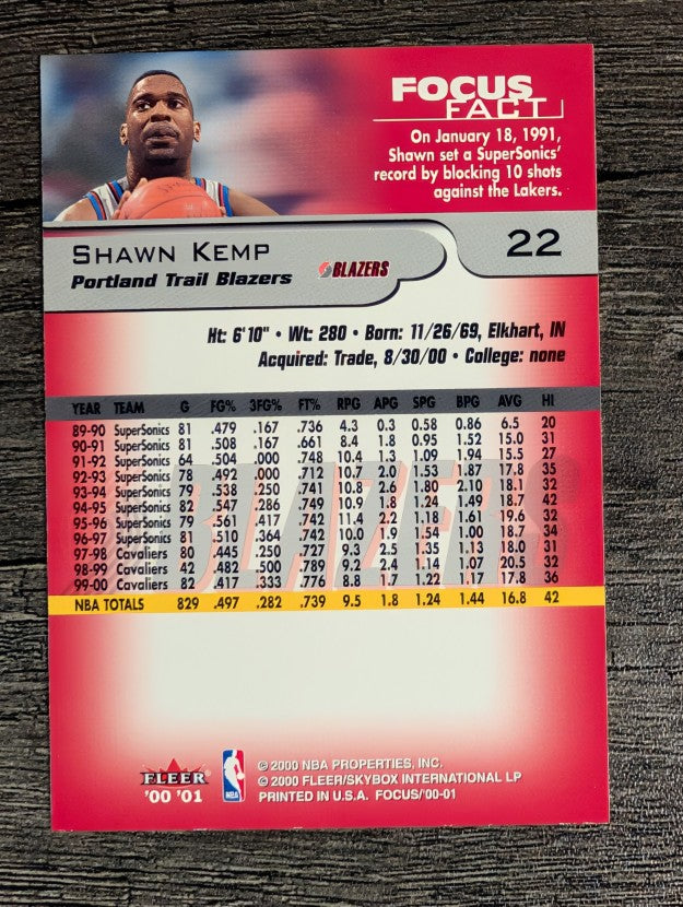 2000-01 Fleer Focus #22 Shawn Kemp