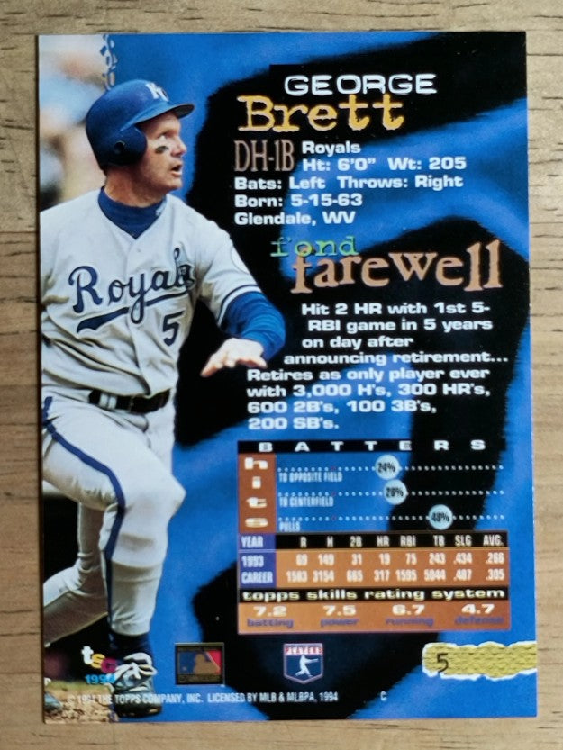 1994 Stadium Club #5 George Brett