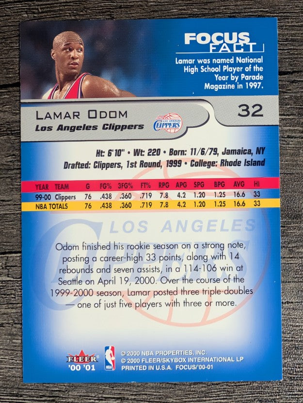 2000-01 Fleer Focus #32 Lamar Odom