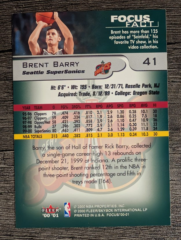 2000-01 Fleer Focus #41 Brent Barry