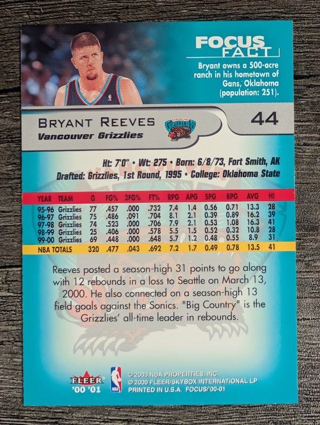 2000-01 Fleer Focus #44 Bryant Reeves