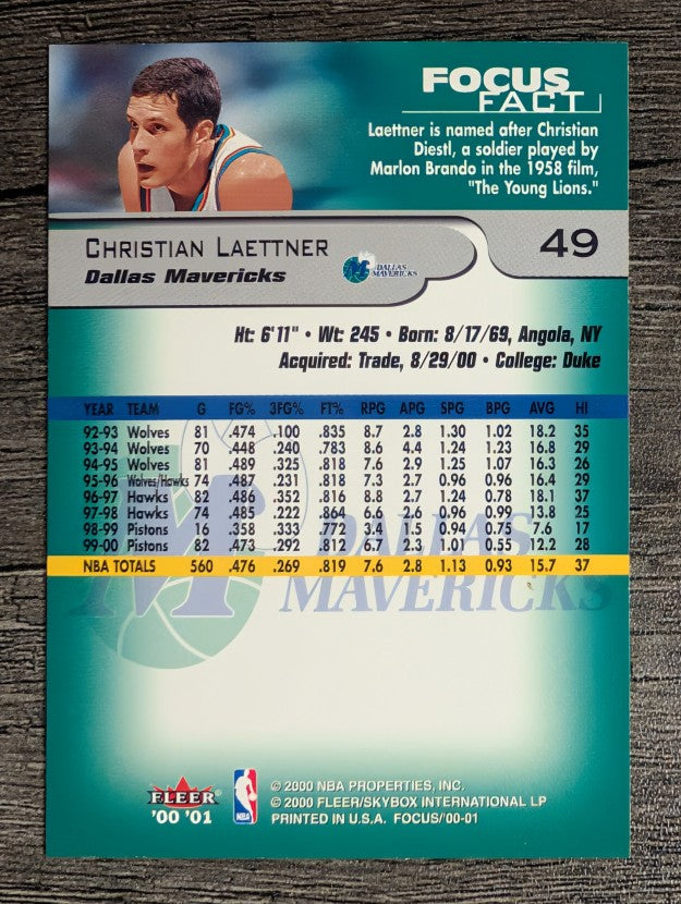 2000-01 Fleer Focus #49 Christian Laettner