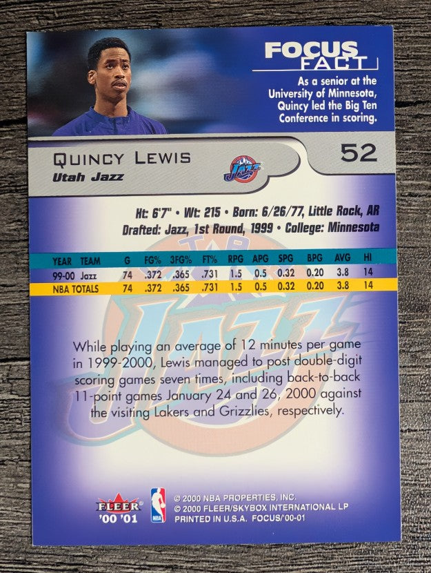 2000-01 Fleer Focus #52 Quincy Lewis