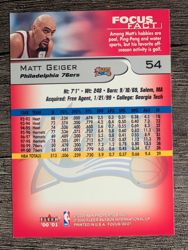 2000-01 Fleer Focus #54 Matt Geiger