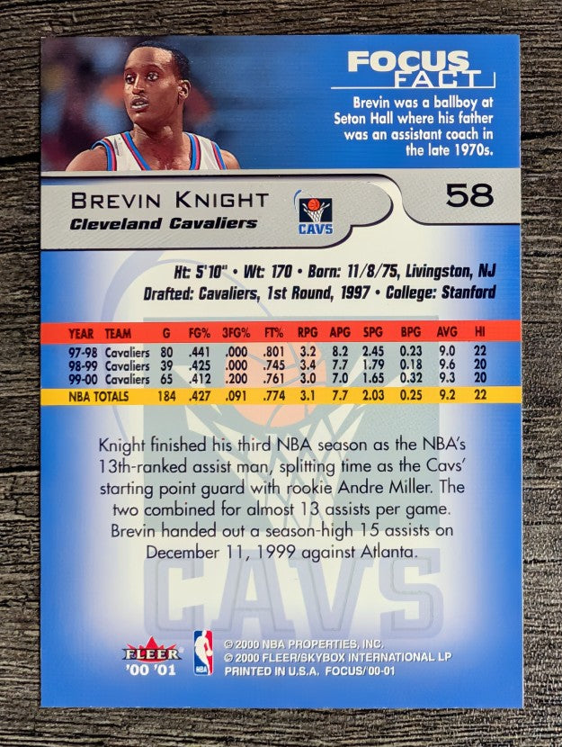 2000-01 Fleer Focus #58 Brevin Knight