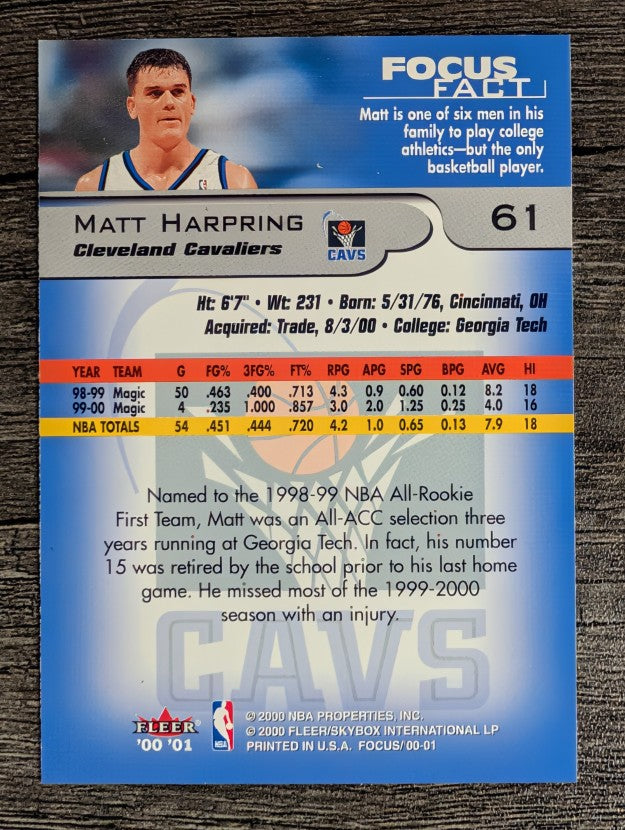 2000-01 Fleer Focus #61 Matt Harpring