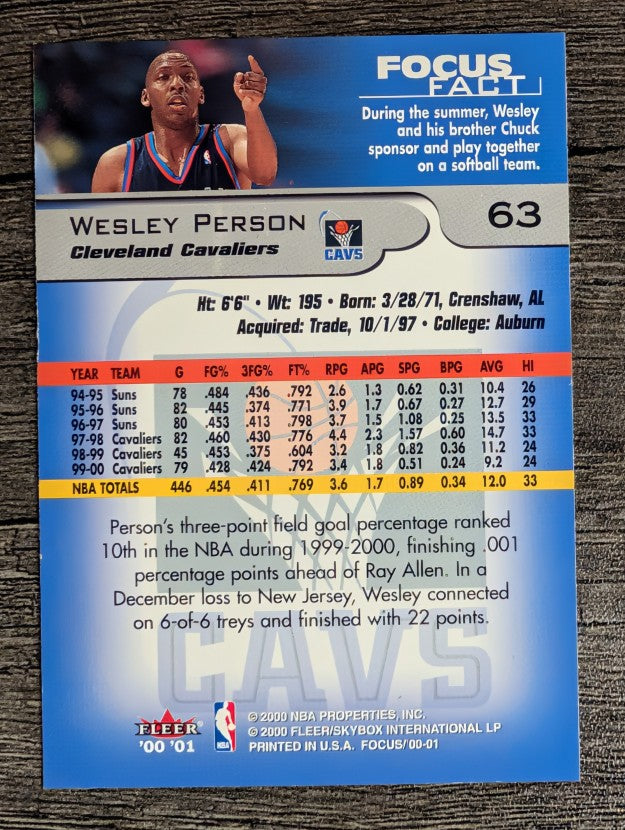 2000-01 Fleer Focus #63 Wesley Person
