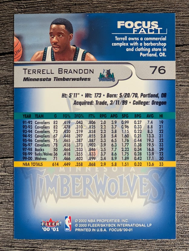2000-01 Fleer Focus #76 Terrell Brandon