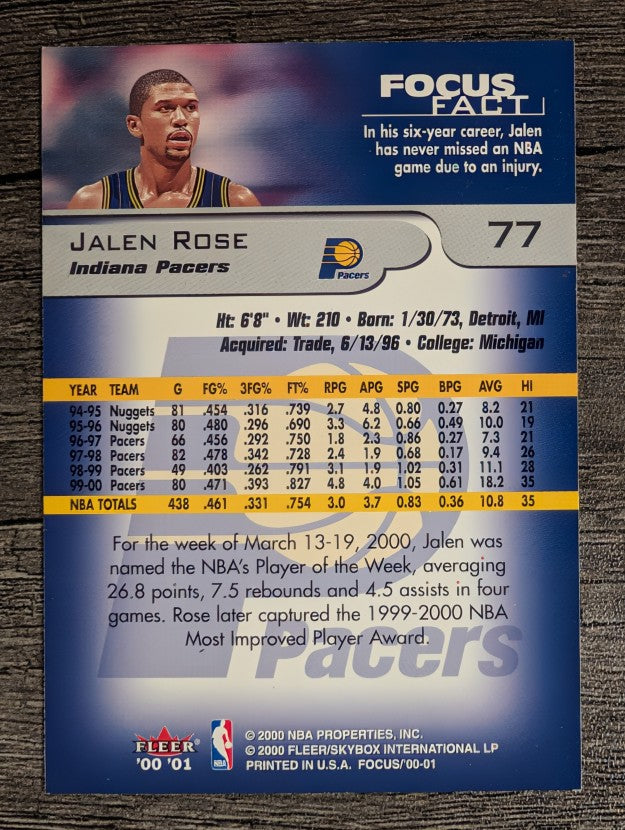 2000-01 Fleer Focus #77 Jalen Rose