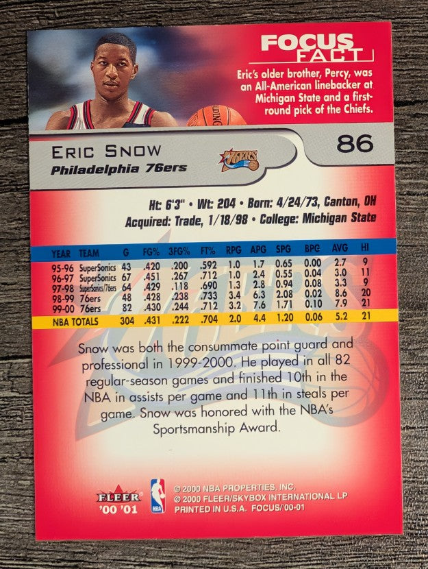 2000-01 Fleer Focus #86 Eric Snow
