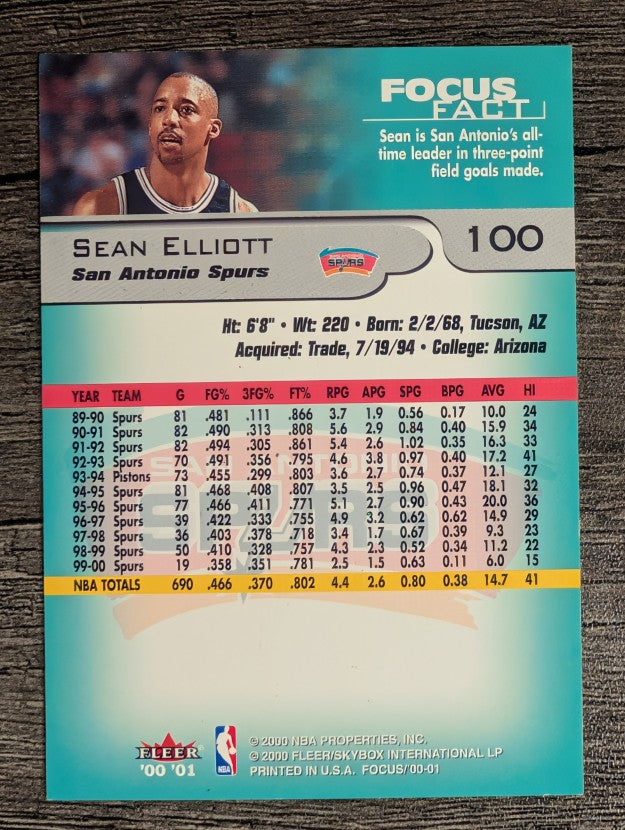 2000-01 Fleer Focus #100 Sean Elliott