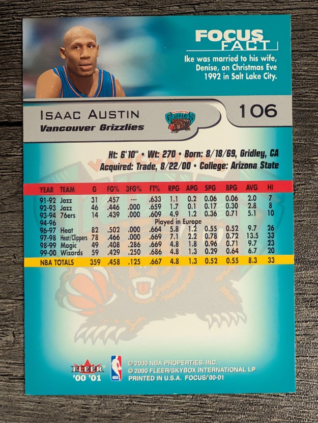 2000-01 Fleer Focus #106 Isaac Austin