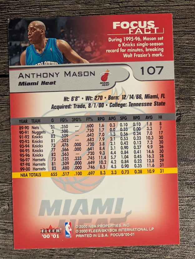 2000-01 Fleer Focus #107 Anthony Mason