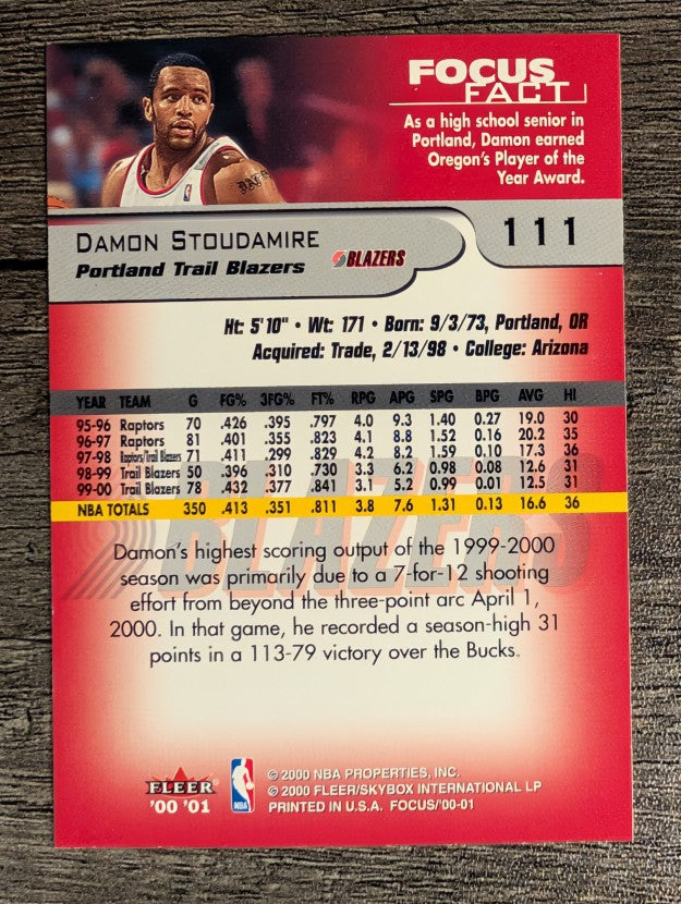 2000-01 Fleer Focus #111 Damon Stoudamire
